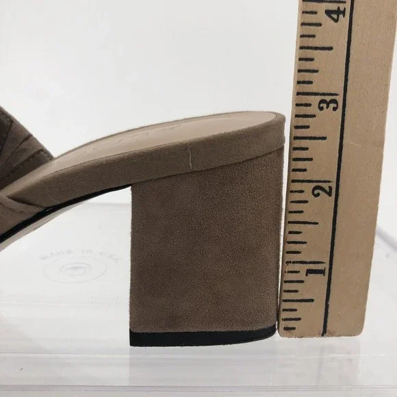 Aldo Womens Mules Slides Sandals Shoes Sz 6 Tan Suede Chunky Heel 2.5" Open Toe - Picture 13 of 13
